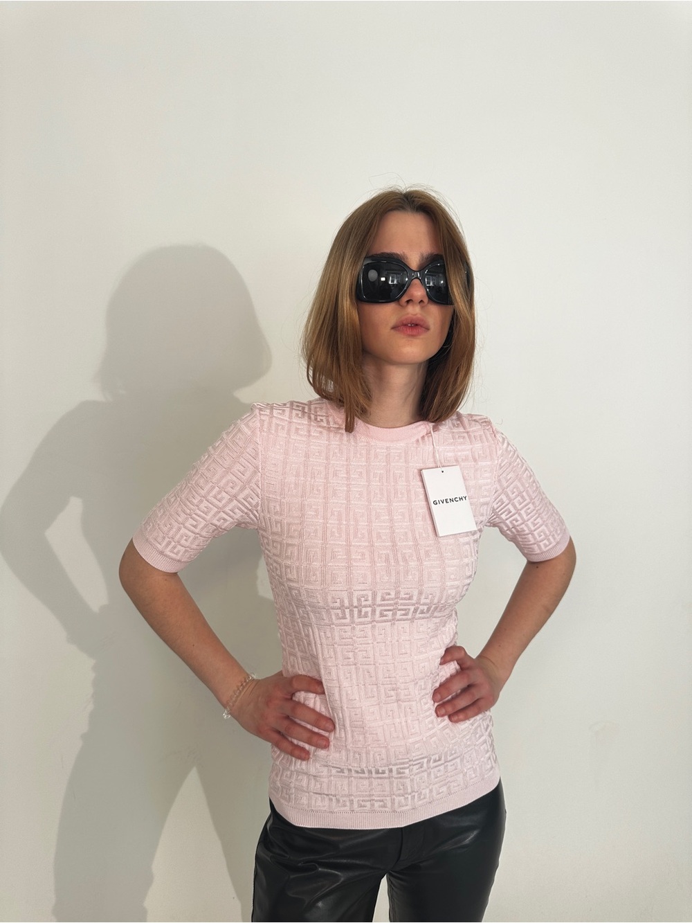 Givenchy 4G Monogram Jacquard Knit Sweater Light Pink XS NWT $945